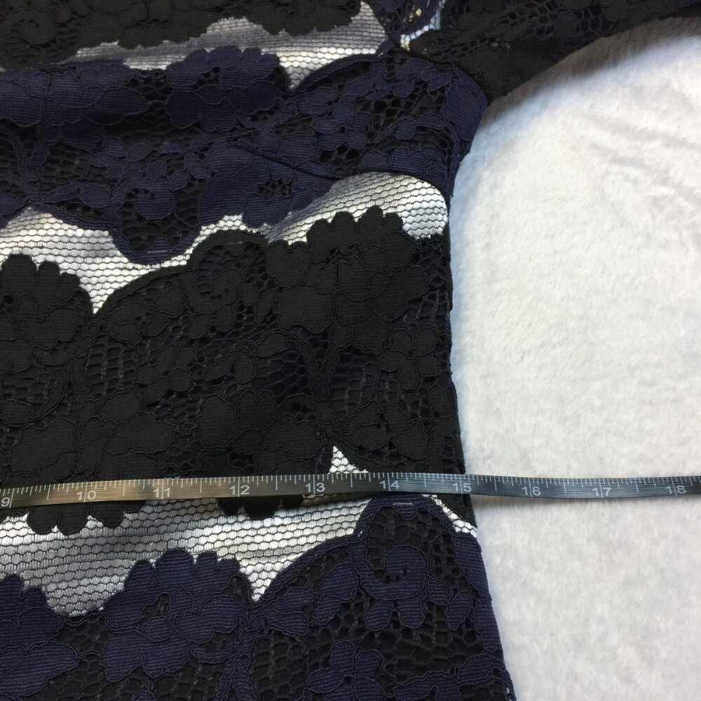 New! Stage of Playlord Dress Sz 1 US 6/S Womans Navy Black Lace 3/4 Bell Sleeve - Picture 9 of 14